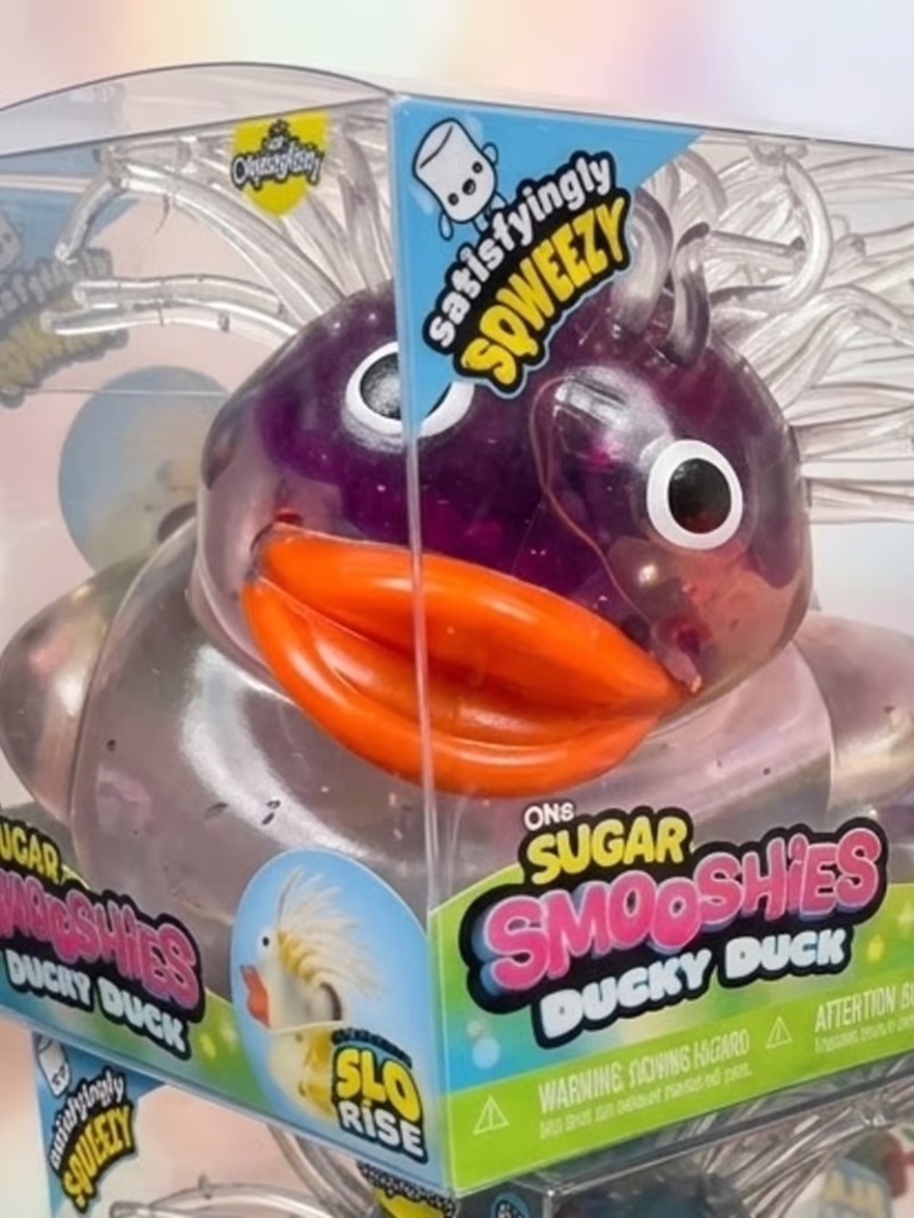 NEW ~ORB Sugar Smooshies Ducky Duck Slow Rise Squishy Sensory Toy - Purple/Clear